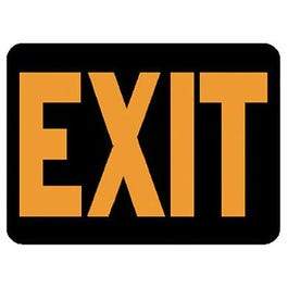 Exit Sign, Hy-Glo Orange/ Black Plastic, 9 x 12-In.