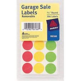 Garage Sale Labels, Assorted Neon Colors, Round, .75-In., 315-Ct.