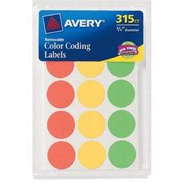 Color Coding Labels, Assorted Neon Colors, Round, .75-In., 315-Ct.