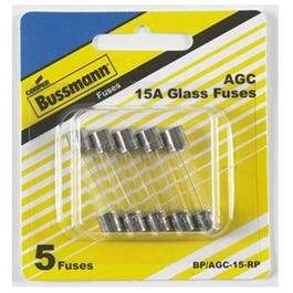 Automotive Fuses, Glass Tube, 15-Amp, .25 x 1.25-In., 5-Pk.