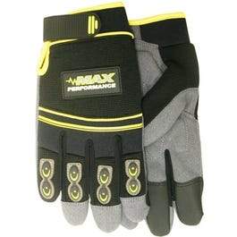 Max Performance Work Gloves, PVC Palm With Gel Insert, Black & Gray, Men's XL