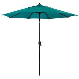 Patio Market Umbrella, Crank Open, Steel Frame, Teal Polyester, 9-Ft.