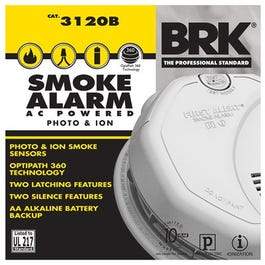 Photoelectric/Ionization Smoke Alarm, Hardwired w/Battery Backup