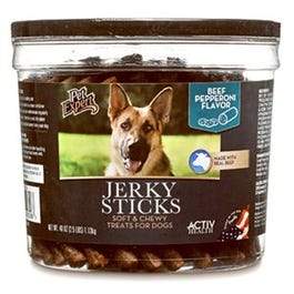 Dog Treats, Beef & Pepperoni Jerky Sticks, 40-oz. Tub