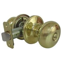 Mushroom Privacy Lockset, Polished Brass