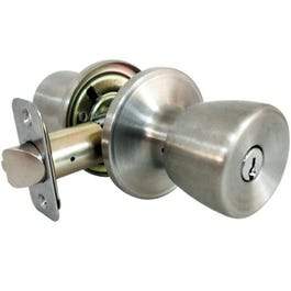 Entry Lockset, Medium Tulip-Style Knob, Stainless Steel