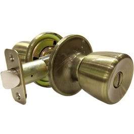 Medium Tulip-Style Knob Privacy Lockset, Antique Brass