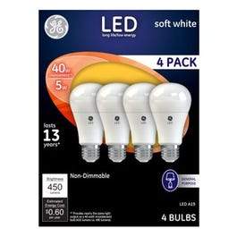 LED Light Bulbs, Soft White, 450 Lumens, 5-Watts, 4-Pk.