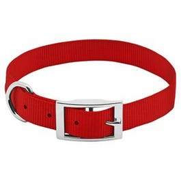 Dog Collar, Adjustable, Red Nylon, 1 x 19 to 22-In.