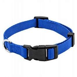 Dog Collar, Adjustable, Blue Nylon, Quadlock Buckle, 5/8 x 10 to 16-In.