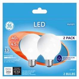 Decorative Globe LED Light Bulbs, Daylight, Frosted, 350 Lumens, 4.5-Watts, 2-Pk.