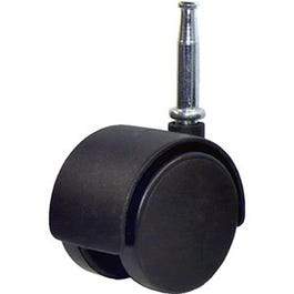 Dual Wheel Caster, Black With Wood Stem, 2-In., 2-Pk.