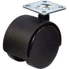 Dual Wheel Caster With Plate, Black, 2-In., 2-Pk.