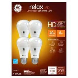 HD LED Light Bulbs, Soft White, 6-Watts, 450 Lumens, 4-Pk.