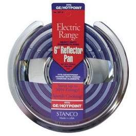 Electric Range Reflector Pan, Hinged-Element, Chrome, 6-In.