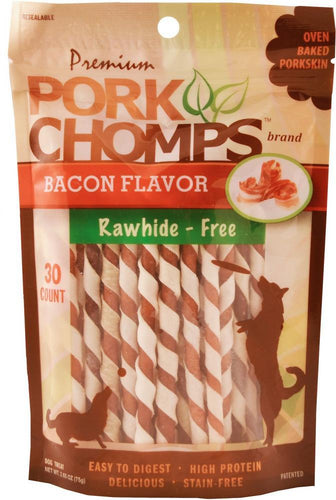 Premium Pork Chomps Bacon Twists Dog Treats
