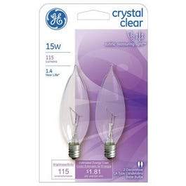 2-Pk., 15-Watt Clear Bent-Tip Light Bulbs
