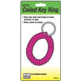 Key Ring With Wrist Coil & Split Ring, Neon