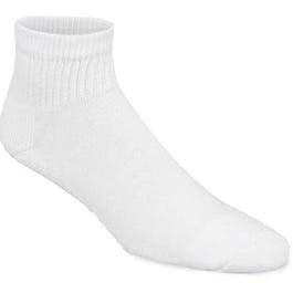 Athletic Socks, Quarter, White, Men's Large, 3-Pk.