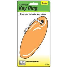Key Ring with Beaded Chain, Orange, Floatable