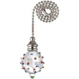 12-Inch White Swirl/Dots Glass Orb Ceiling Fan Pull Chain
