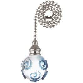 12-Inch Clear Orb With Blue Ceiling Fan Pull Chain