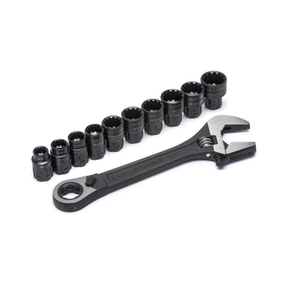 Crescent 11 Pc. Pass-Thru™ X6™ Black Oxide Adjustable Wrench and Spline Socket Set