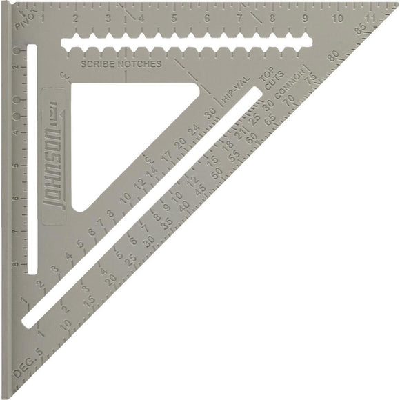 Johnson Level 12 In. Aluminum Rafter Square with Instruction Manual & Rafter Tables