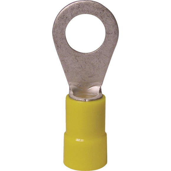 Gardner Bender 12 to 10 AWG #8 to #10 Stud Size Yellow Vinyl-Insulated Barrel Ring Terminal (50-Pack)