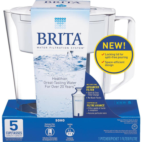 Brita Soho 5-Cup Water Filter Pitcher, White