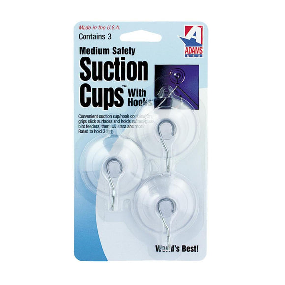 Adams 1-3/4 In. 3 Lb. Holding Capacity Suction Cup with Metal Hook (3-Pack)