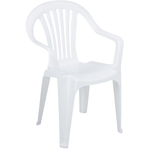 Adams White Resin Low Back Stackable Chair