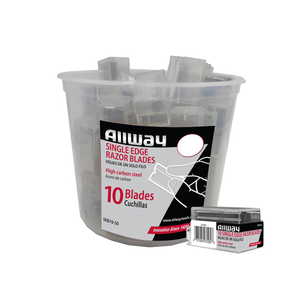 Allway Bucket Single-Edge Blades/50 10/Pk. in Dispensers, Labelled